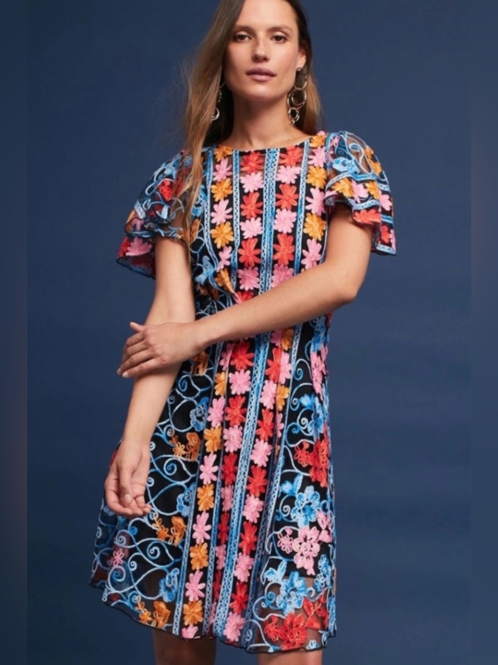 Anthropologie Eva Franco Farrah Floral Lace Dress sheath